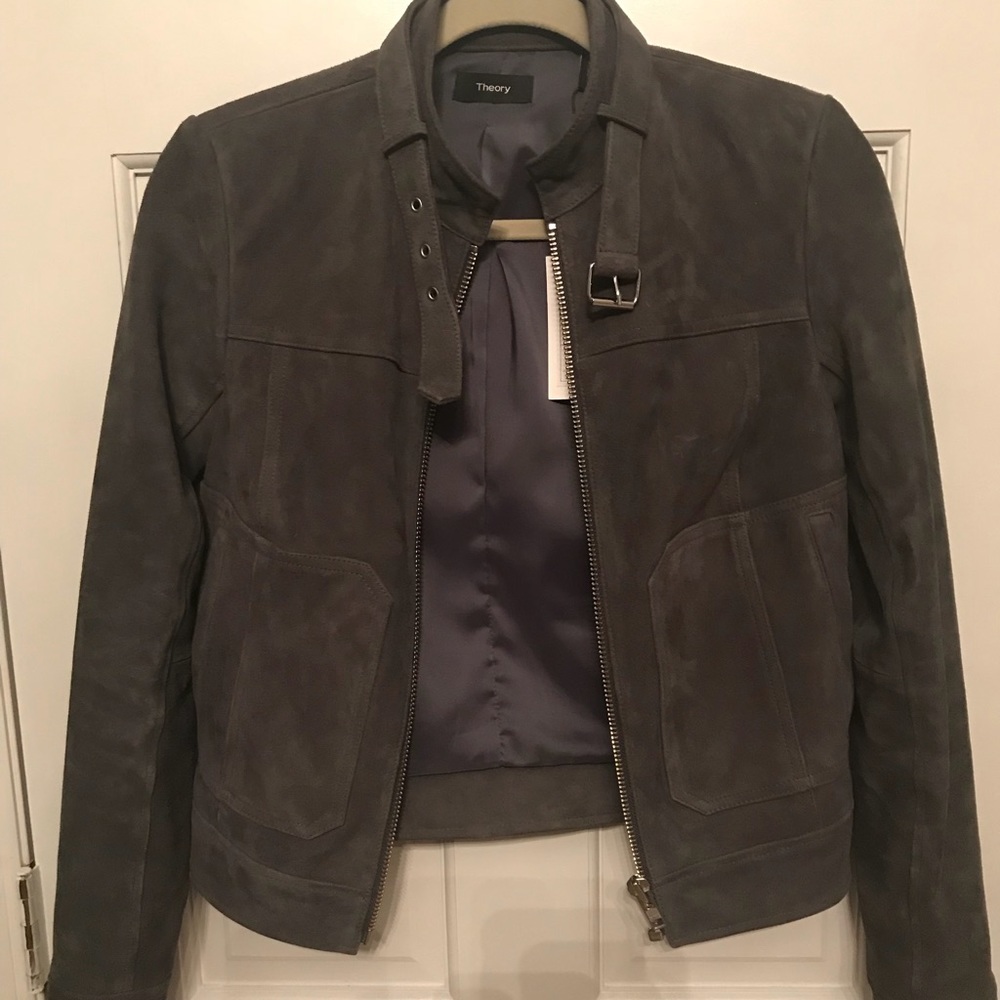 NWT Theory gray suede jacket